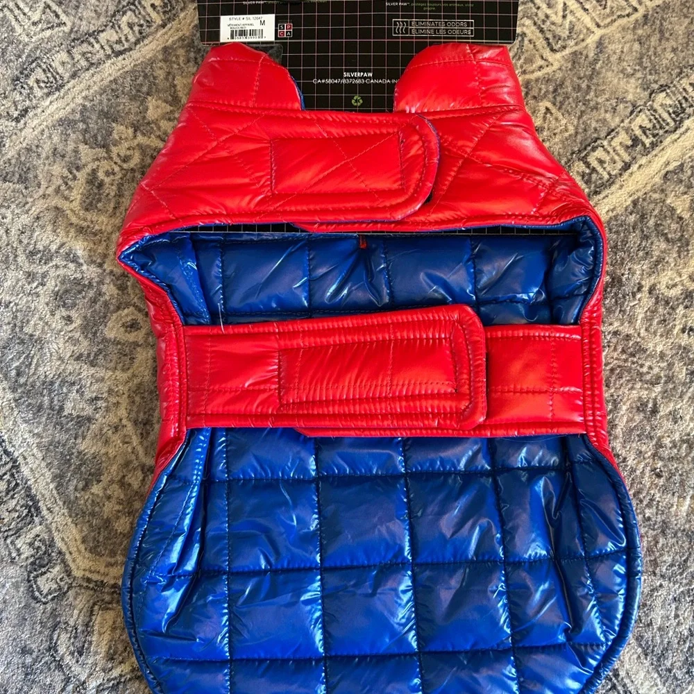 Red Quilted Dog Jacket reversible medium
